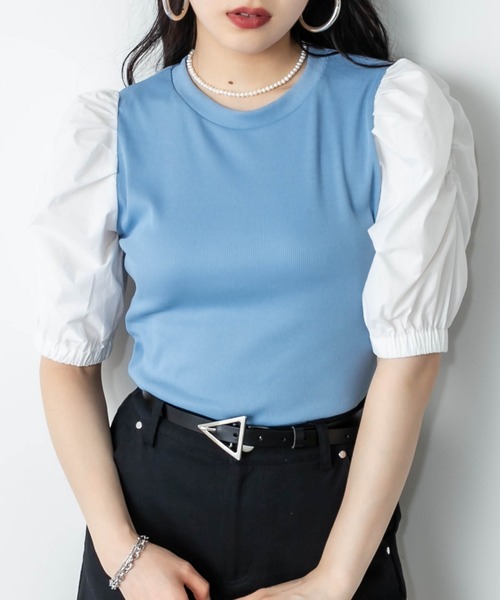 RASVOA(ラスボア)の「ジゴスリーブトップス(Tシャツ/カットソー・レディース・ブルー/ブラック・FREE)」の9枚目の写真