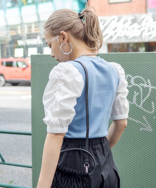 RASVOA(ラスボア)の「ジゴスリーブトップス(Tシャツ/カットソー・レディース・ブルー/ブラック・FREE)」の5枚目の写真