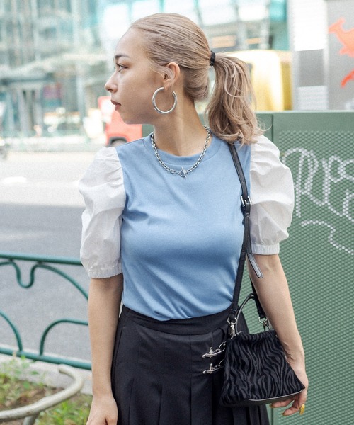 RASVOA(ラスボア)の「ジゴスリーブトップス(Tシャツ/カットソー・レディース・ブルー/ブラック・FREE)」の11枚目の写真