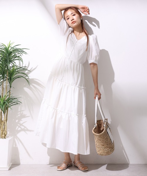 セール】ティアードロングワンピース（ワンピース）｜one after