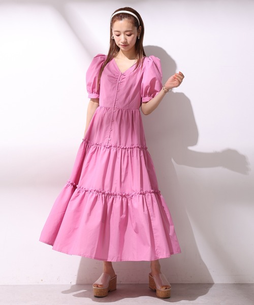 BRAND NEW DAY　ワンピース　ピンク フラワーティアードワンピース/ピンク | DRESS | OBLI