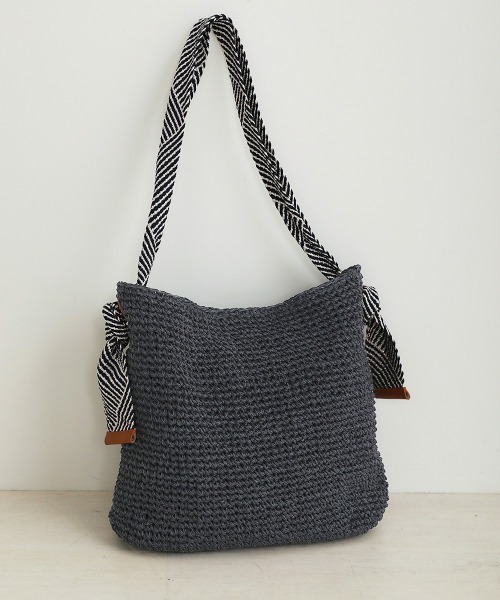 Bou Jeloud（ブージュルード）の「手編みコードテープショルダーバッグ（ショルダーバッグ・レディース・ライトグレー/ネイビー/クリーム・ONE SIZE）」の3枚目の写真