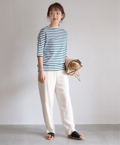SLOBE IENA（スローブイエナ）の「【ORCIVAL/オーシバル】BOAT NECK P.O HALF SLEEVE カットソー【手洗い可】 ◆（Tシャツ/カットソー・レディース・ブラック/グリーン/ネイビー・FREE）」の8枚目の写真