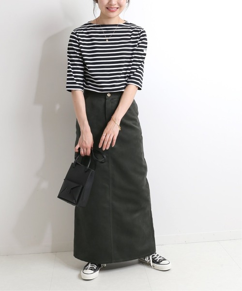 SLOBE IENA（スローブイエナ）の「【ORCIVAL/オーシバル】BOAT NECK P.O HALF SLEEVE カットソー【手洗い可】 ◆（Tシャツ/カットソー・レディース・ブラック/グリーン/ネイビー・FREE）」の6枚目の写真