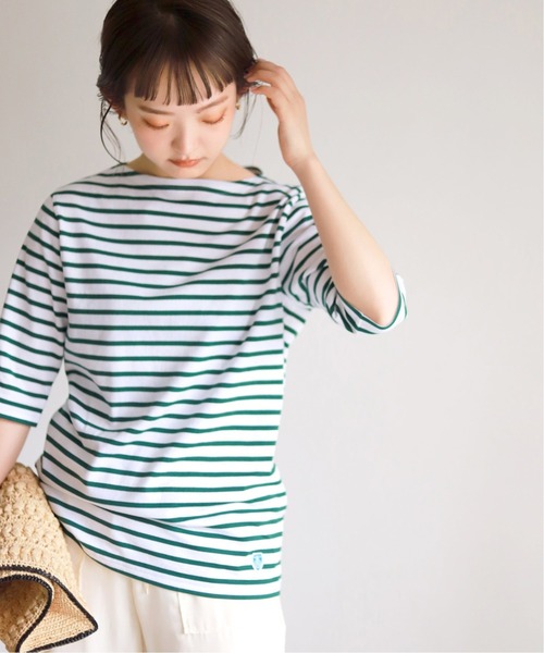 SLOBE IENA（スローブイエナ）の「【ORCIVAL/オーシバル】BOAT NECK P.O HALF SLEEVE カットソー【手洗い可】 ◆（Tシャツ/カットソー・レディース・ブラック/グリーン/ネイビー・FREE）」の17枚目の写真