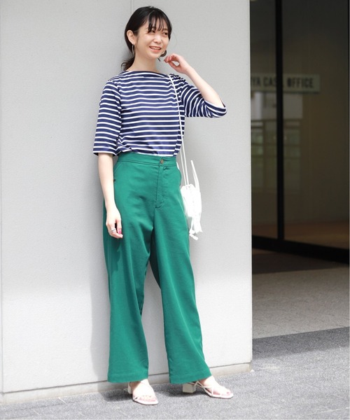 SLOBE IENA（スローブイエナ）の「【ORCIVAL/オーシバル】BOAT NECK P.O HALF SLEEVE カットソー【手洗い可】 ◆（Tシャツ/カットソー・レディース・ブラック/グリーン/ネイビー・FREE）」の7枚目の写真