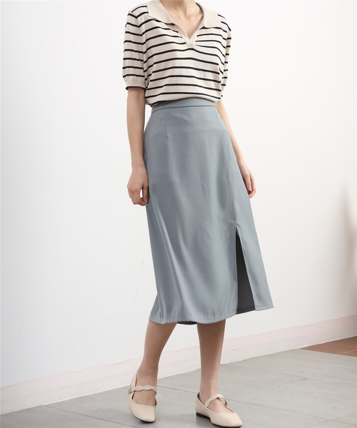 MAISON DE THERESE（メゾン ド テレーズ）の「ニットボーダー半袖ポロシャツ ストライプ Tシャツ polo カットソー 男女兼用（ポロシャツ・レディース・ブラック/ライトベージュ/ネイビー/ベージュ/ホワイト/ブラック系1/ホワイト系1/ベージュ系1・FREE）」の10枚目の写真