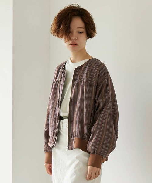 nitca（ニトカ）の「._*◇マルチストライプ ライトMA-1（ブルゾン・レディース・ブラウン/ベージュ・FREE）」の3枚目の写真