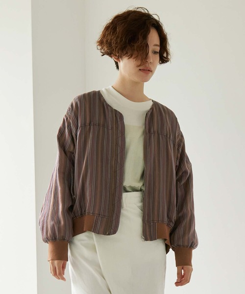 nitca（ニトカ）の「._*◇マルチストライプ ライトMA-1（ブルゾン・レディース・ブラウン/ベージュ・FREE）」の4枚目の写真