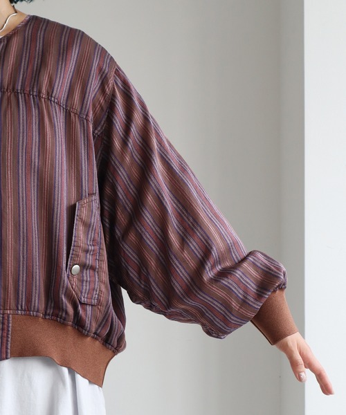 nitca（ニトカ）の「._*◇マルチストライプ ライトMA-1（ブルゾン・レディース・ブラウン/ベージュ・FREE）」の21枚目の写真