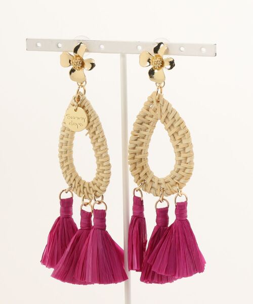 tone（トーン）の「【Sunny days】Bali drop perce（ピアス（両耳用）・レディース・ダークパープル/ライトパープル/フューシャピンク/チェリーピンク/スモーキーグリーン系/ホワイト/オレンジ・FREE）」の5枚目の写真