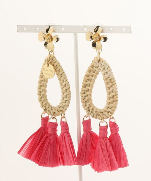 tone（トーン）の「【Sunny days】Bali drop perce（ピアス（両耳用）・レディース・ダークパープル/ライトパープル/フューシャピンク/チェリーピンク/スモーキーグリーン系/ホワイト/オレンジ・FREE）」の6枚目の写真