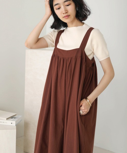 Bab(バブ)の「【WEB限定】ワイドシルエットサロペット(サロペット/オーバーオール・レディース・ブラック/ベージュ/ブラウン・FREE)」の1枚目の写真