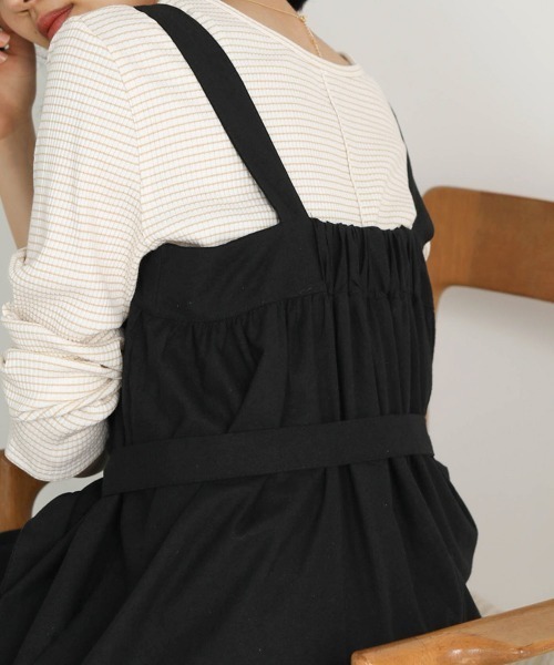 Bab(バブ)の「【WEB限定】ワイドシルエットサロペット(サロペット/オーバーオール・レディース・ブラック/ベージュ/ブラウン・FREE)」の5枚目の写真