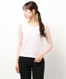小花レース使いカットソ-