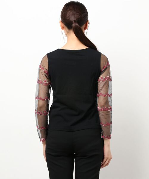 PINKHOUSE CHELSEA（ピンクハウスチェルシー）の「小花レース使いカットソ－（Tシャツ/カットソー・レディース・ブラック/オフホワイト/ピンク・SMALL/MEDIUM）」の5枚目の写真