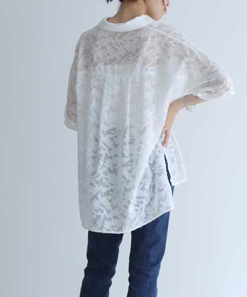 Lant Kalte（ラントカルテ）の「【Lant Kalte】ジャガードレースルーズシャツ（シャツ/ブラウス・レディース・ホワイト/ブラック/ブルー・MEDIUM）」の6枚目の写真