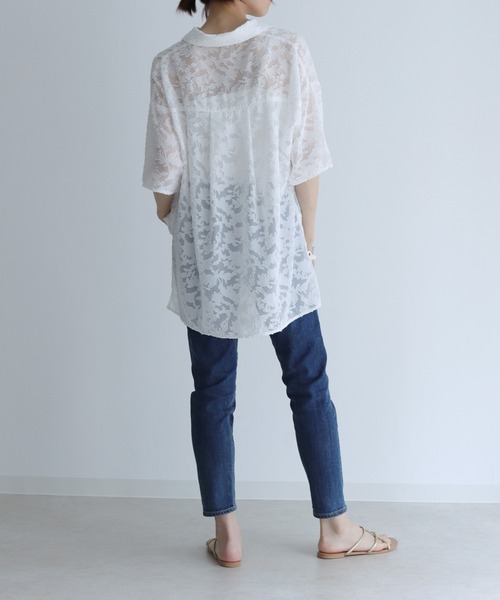 Lant Kalte（ラントカルテ）の「【Lant Kalte】ジャガードレースルーズシャツ（シャツ/ブラウス・レディース・ホワイト/ブラック/ブルー・MEDIUM）」の7枚目の写真