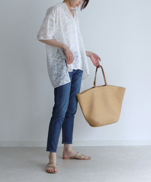 Lant Kalte（ラントカルテ）の「【Lant Kalte】ジャガードレースルーズシャツ（シャツ/ブラウス・レディース・ホワイト/ブラック/ブルー・MEDIUM）」の11枚目の写真