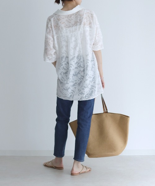 Lant Kalte（ラントカルテ）の「【Lant Kalte】ジャガードレースルーズシャツ（シャツ/ブラウス・レディース・ホワイト/ブラック/ブルー・MEDIUM）」の12枚目の写真