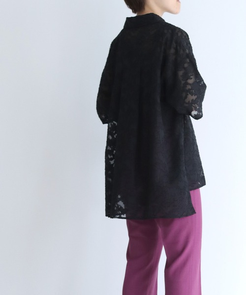 Lant Kalte（ラントカルテ）の「【Lant Kalte】ジャガードレースルーズシャツ（シャツ/ブラウス・レディース・ホワイト/ブラック/ブルー・MEDIUM）」の21枚目の写真