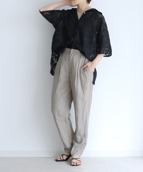 Lant Kalte（ラントカルテ）の「【Lant Kalte】ジャガードレースルーズシャツ（シャツ/ブラウス・レディース・ホワイト/ブラック/ブルー・MEDIUM）」の13枚目の写真