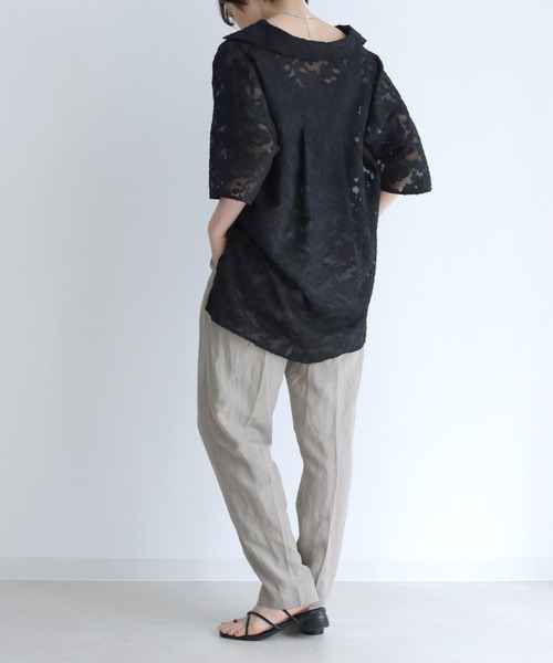 Lant Kalte（ラントカルテ）の「【Lant Kalte】ジャガードレースルーズシャツ（シャツ/ブラウス・レディース・ホワイト/ブラック/ブルー・MEDIUM）」の16枚目の写真