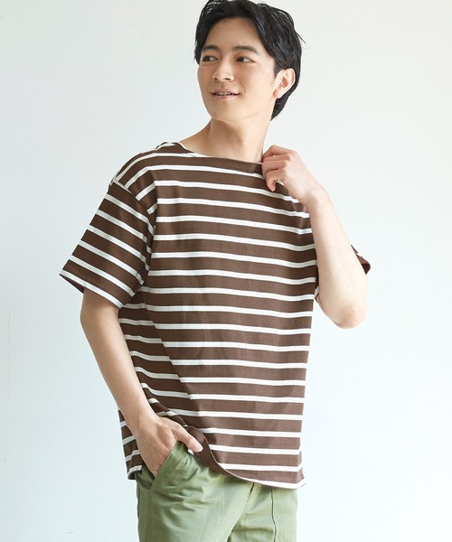 Coca Coca コカ の メンズ ハリ感ボーダーボートネックtシャツ Tシャツ カットソー Wear