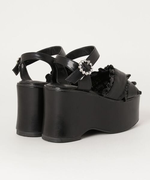 WEGO(ウィゴー)の「WEGO/クロスフリル厚底サンダル(サンダル・レディース・ブラック・MEDIUM/LARGE)」の7枚目の写真