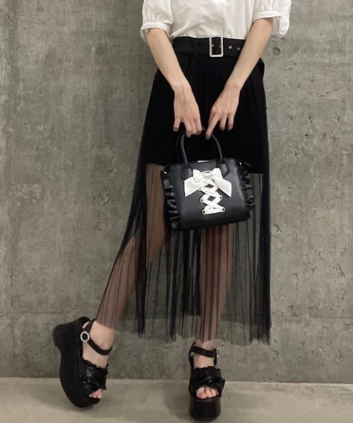 WEGO(ウィゴー)の「WEGO/クロスフリル厚底サンダル(サンダル・レディース・ブラック・MEDIUM/LARGE)」の9枚目の写真