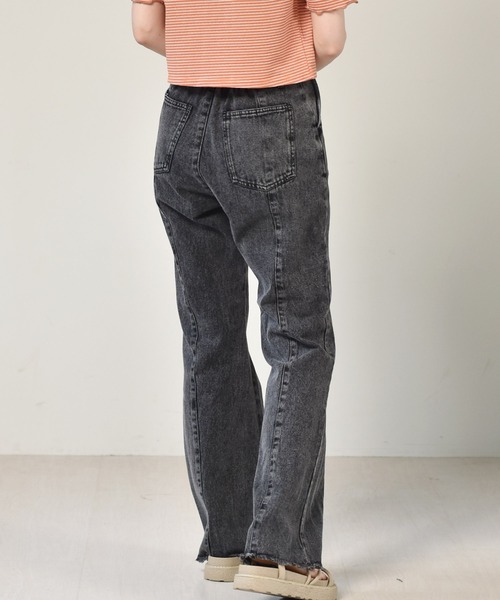 黒 スリムフィット ハイウエストパンツ　シルク　古着　vintage レトロ D.HYGEN - Patchwork Jacquard Stretch Slim Pants