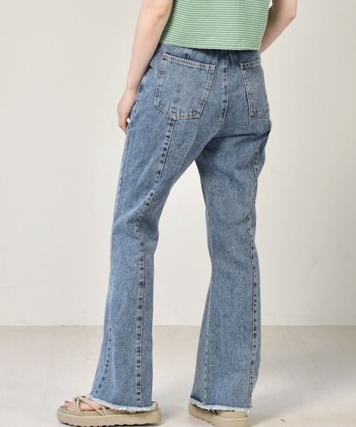 RETRO GIRL(レトロガール)の「ハイウエストフレアパンツ(デニムパンツ・レディース・ケミカルウォッシュ/ブラック/オフホワイト/インディゴブルー・FREE)」の18枚目の写真