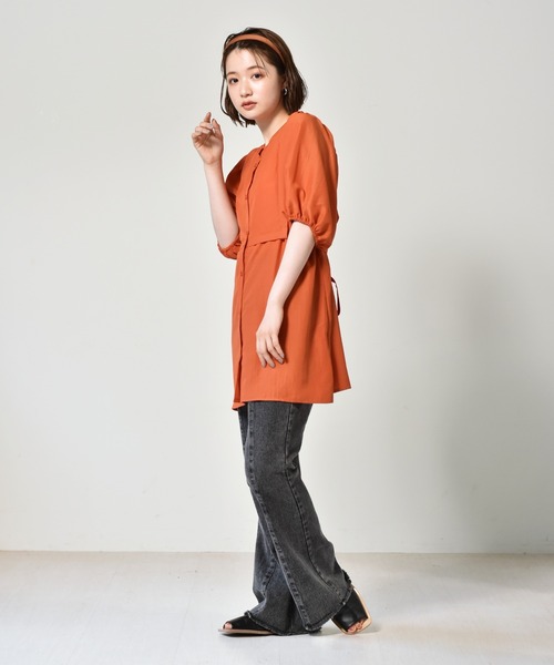 RETRO GIRL(レトロガール)の「ハイウエストフレアパンツ(デニムパンツ・レディース・ケミカルウォッシュ/ブラック/オフホワイト/インディゴブルー・FREE)」の21枚目の写真