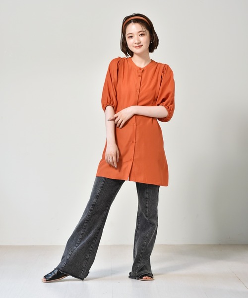 RETRO GIRL(レトロガール)の「ハイウエストフレアパンツ(デニムパンツ・レディース・ケミカルウォッシュ/ブラック/オフホワイト/インディゴブルー・FREE)」の22枚目の写真