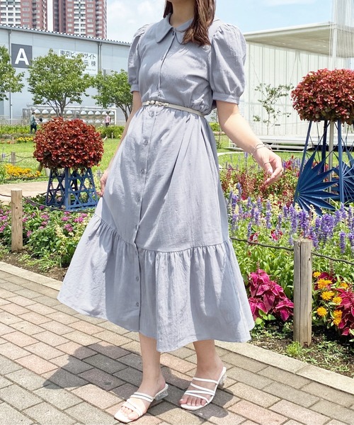 即購入⭕️bubbles フレアティアードワンピース 新作 グレー s 新品未使用 セール】襟付きティアードワンピース【ZOZOTOWN限定アイテム】【7AP