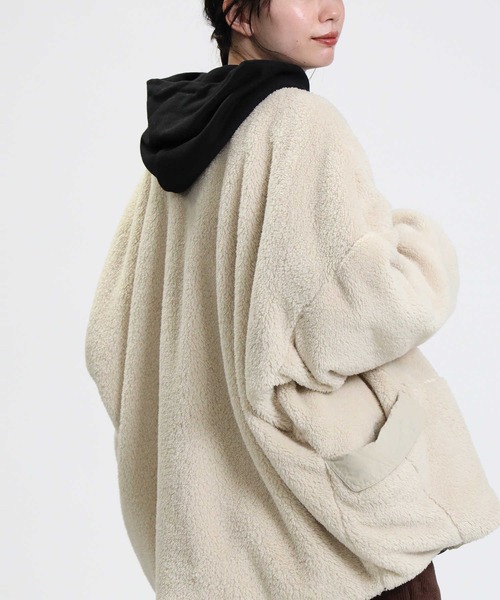 CAMP7(キャンプセブン)の「【CAMP7】切り替えボアブルゾン(その他アウター・レディース・ホワイト/ベージュ/ダークグレー・L)」の6枚目の写真