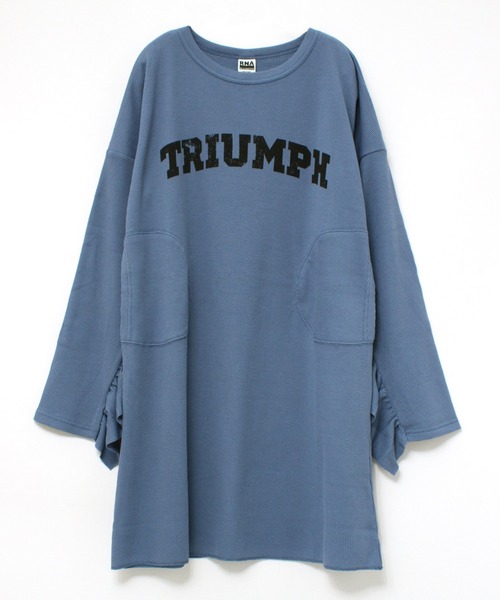 RNA（アールエヌエー）の「M1712 フリルデコワッフルワンピース（チュニック・レディース・ブラック/ブルー/キナリ・MEDIUM）」の3枚目の写真