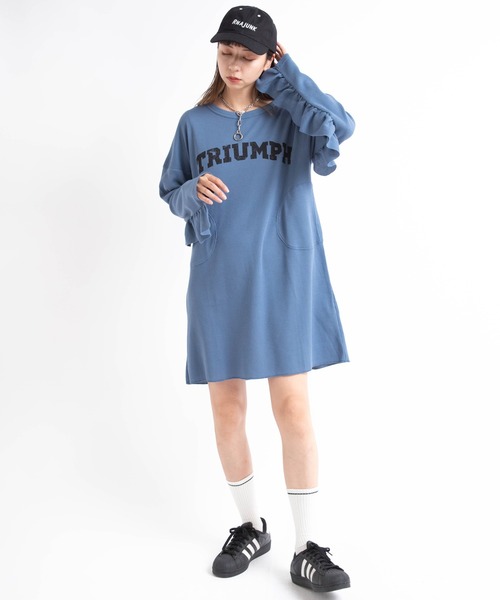 RNA（アールエヌエー）の「M1712 フリルデコワッフルワンピース（チュニック・レディース・ブラック/ブルー/キナリ・MEDIUM）」の4枚目の写真