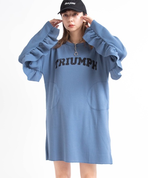 RNA（アールエヌエー）の「M1712 フリルデコワッフルワンピース（チュニック・レディース・ブラック/ブルー/キナリ・MEDIUM）」の6枚目の写真