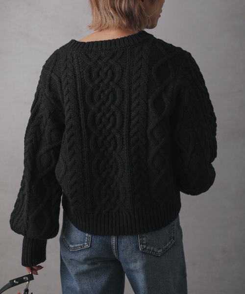 ap retro（アプレトロ）の「ケーブル編みパフスリーブニット（ニット/セーター・レディース・ブラック/ブルー/イエロー/アイボリー・FREE）」の20枚目の写真