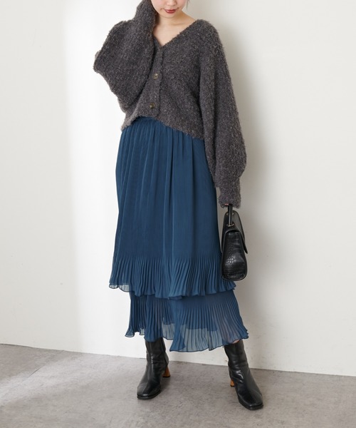 natural couture（ナチュラルクチュール）の「ティアード消しプリーツスカート（スカート・レディース・ブルー/モカ/クリーム・FREE）」の3枚目の写真