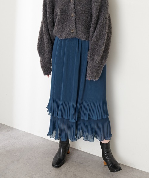 natural couture（ナチュラルクチュール）の「ティアード消しプリーツスカート（スカート・レディース・ブルー/モカ/クリーム・FREE）」の15枚目の写真