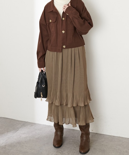 natural couture（ナチュラルクチュール）の「ティアード消しプリーツスカート（スカート・レディース・ブルー/モカ/クリーム・FREE）」の6枚目の写真