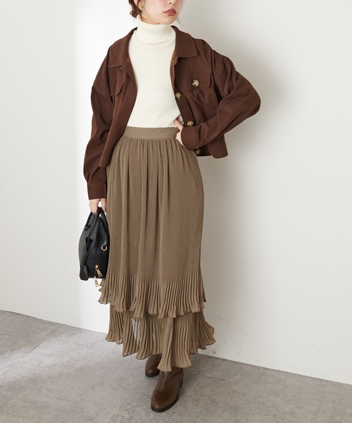 natural couture（ナチュラルクチュール）の「ティアード消しプリーツスカート（スカート・レディース・ブルー/モカ/クリーム・FREE）」の7枚目の写真