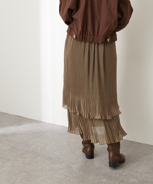 natural couture（ナチュラルクチュール）の「ティアード消しプリーツスカート（スカート・レディース・ブルー/モカ/クリーム・FREE）」の5枚目の写真