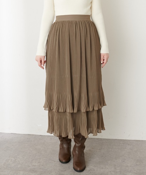 natural couture（ナチュラルクチュール）の「ティアード消しプリーツスカート（スカート・レディース・ブルー/モカ/クリーム・FREE）」の20枚目の写真