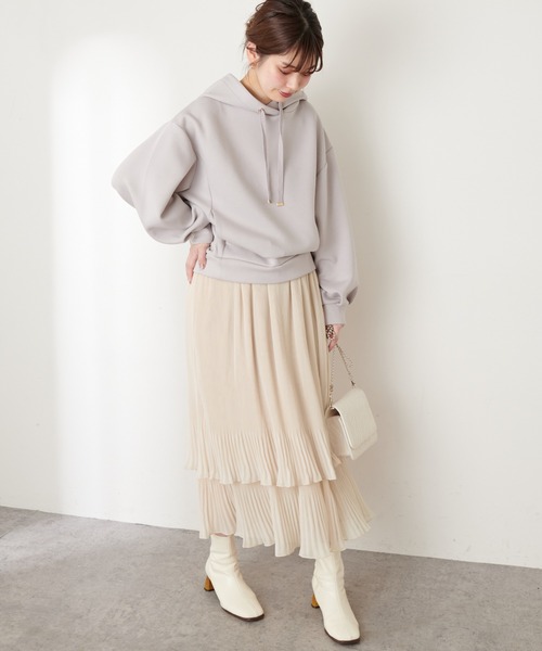 natural couture（ナチュラルクチュール）の「ティアード消しプリーツスカート（スカート・レディース・ブルー/モカ/クリーム・FREE）」の12枚目の写真