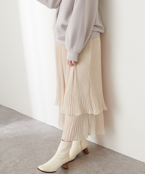 natural couture（ナチュラルクチュール）の「ティアード消しプリーツスカート（スカート・レディース・ブルー/モカ/クリーム・FREE）」の11枚目の写真