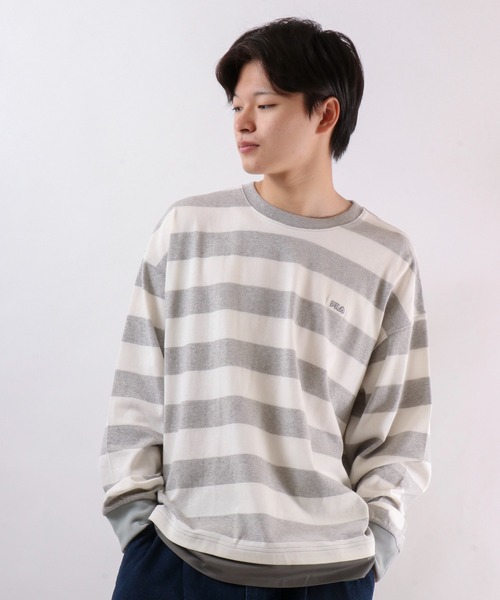FILA HERITAGE(フィラヘリテージ)の「FILA ラガーボーダー 長袖シャツ(Tシャツ/カットソー・メンズ・ホワイト・M/L/XL)」の2枚目の写真