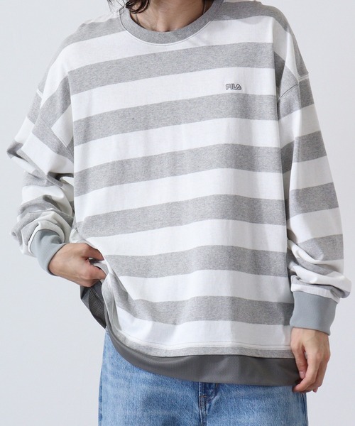 FILA HERITAGE(フィラヘリテージ)の「FILA ラガーボーダー 長袖シャツ(Tシャツ/カットソー・メンズ・ホワイト・M/L/XL)」の11枚目の写真